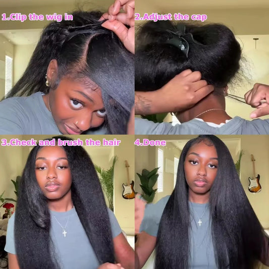 Kinky Straight 3-in-1 Half Wig — Drawstring, 180% Density