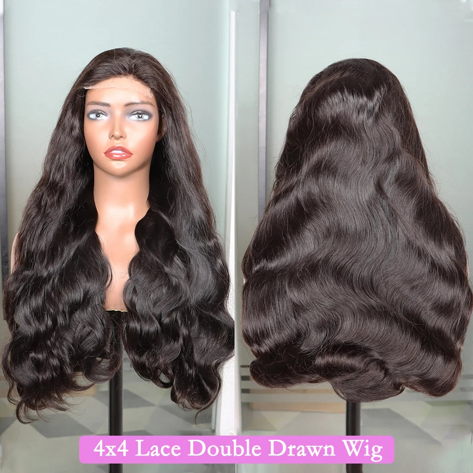 Body Wave Super Double Drawn Human Hair Wigs 4x4 HD Closure 13x4 HD Lace Frontal Wig 200 250% Density Vietnamese Raw Virgin Hair