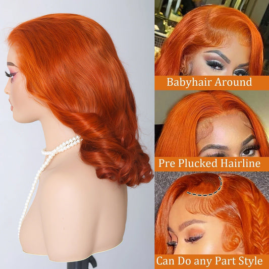 Orange Ginger Body Wave Wig — Glueless 13x4 Lace Frontal