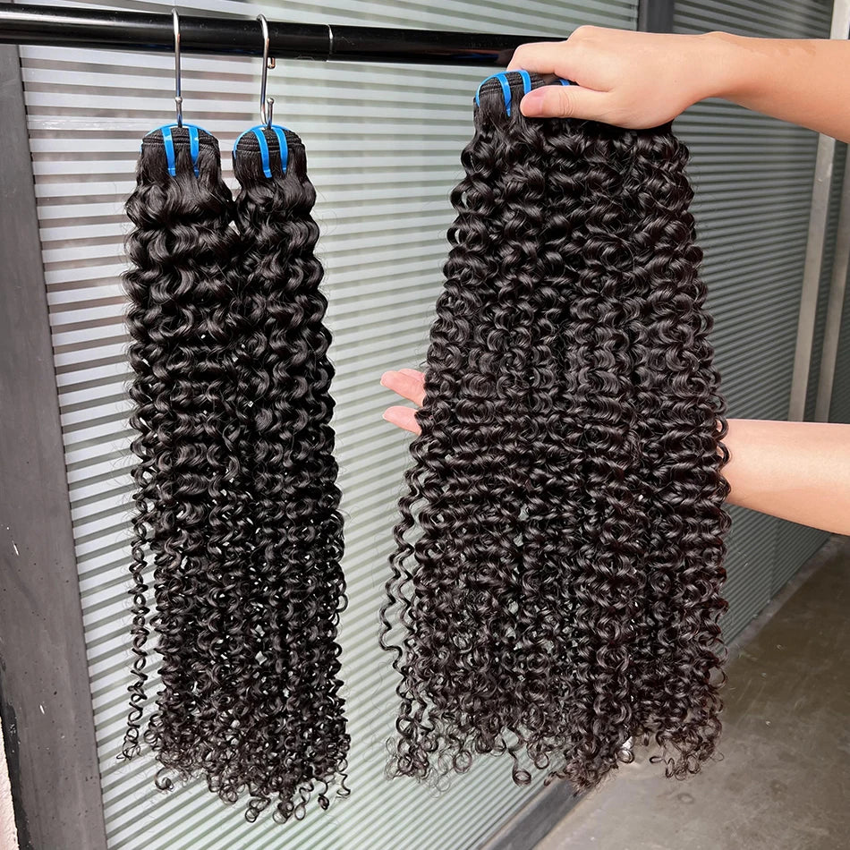 Deep Curly Bundles 18A Human Hair Extensions Weave #1B Natural Black Color 10-30 Inch Curl Wavy 100% Raw Virgin Hair For Women