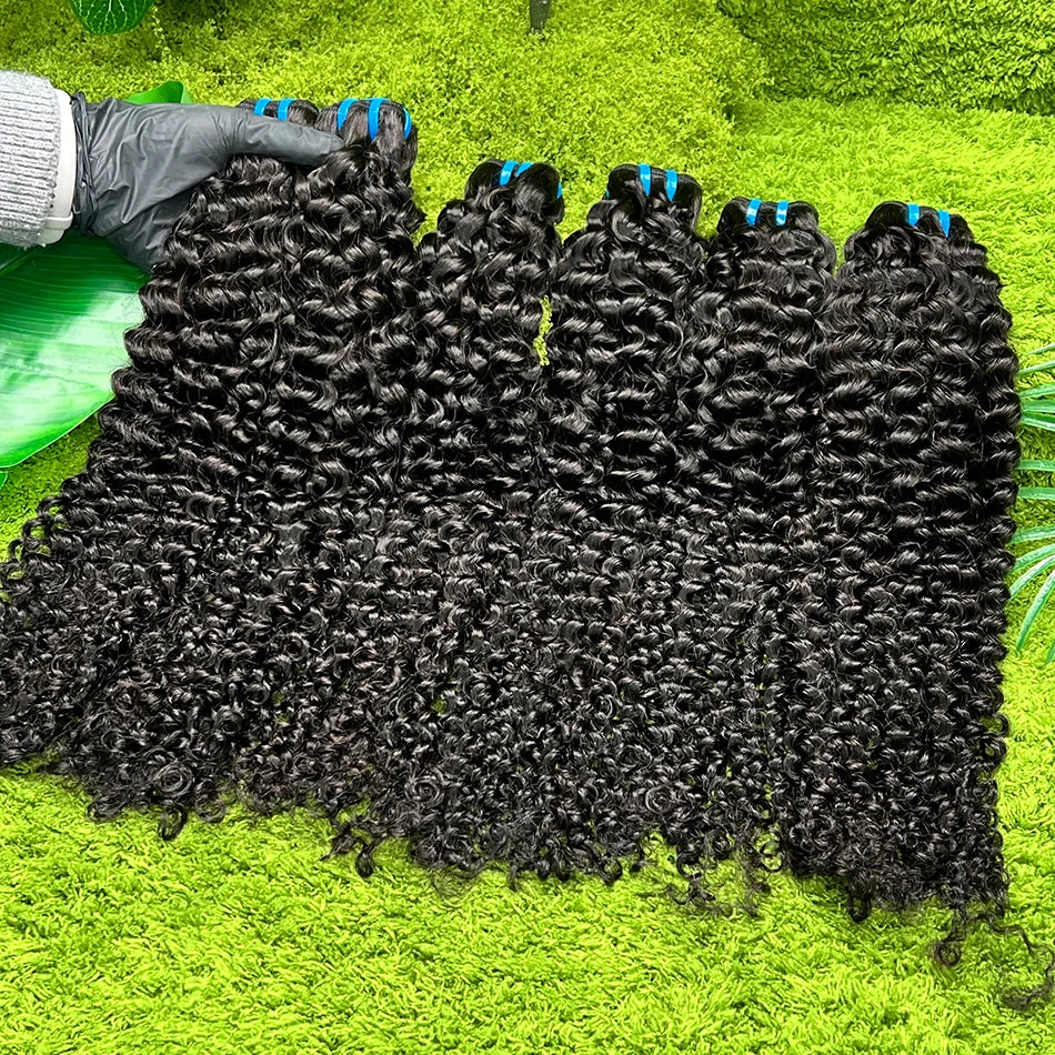 18A Deep Curly 100% Human Hair Bundles Extensions Weave #1B Natural Black Color 10-30 Inch Curl Wavy Raw Virgin Hair For Women