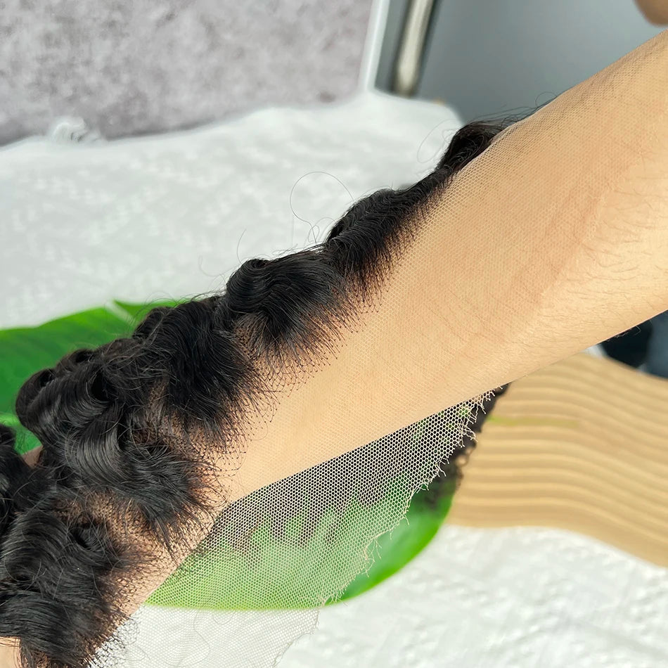 13x4 Hd Lace Frontal Deep Curly Human Hair #1B Natural Color Melt Skin Invisible Lace 100% Raw Virgin Vietnamese Human Hair