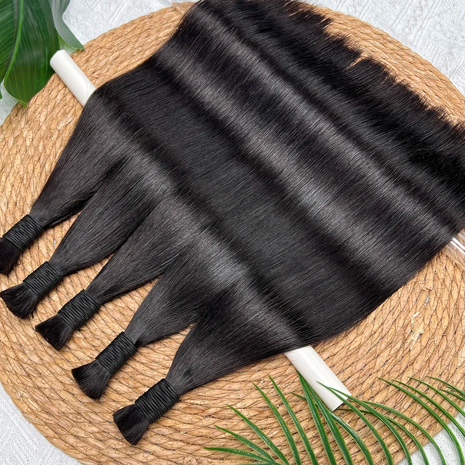 Straight Hair Bulk Braids Human Hair 100% Unprocessed Raw Virgin Human Hair No Weft For Braiding #1B Natural Black Color Hair