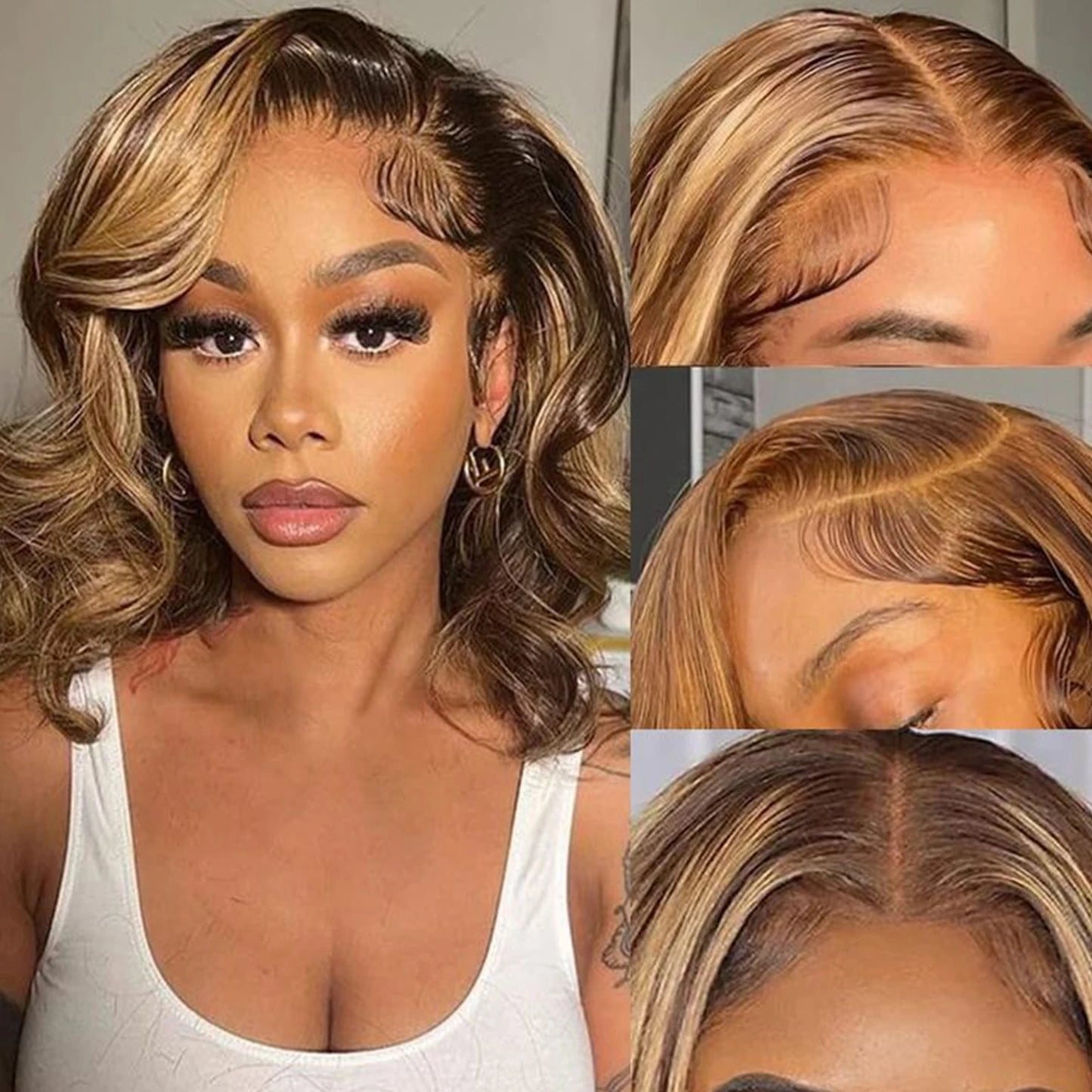 4/27 Highlight Loose Body Wave Bob Wig — 13x4 Lace Front