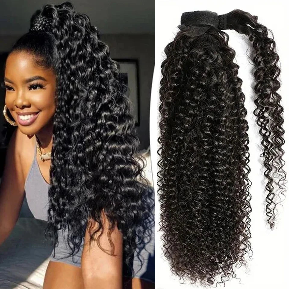 Water Wave Wrap-Around Ponytail — Remy Human Hair, 30–32 Inch