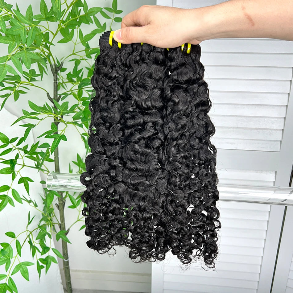 Burmese Curly 100% Human Hair Bundles #1B Natural Black Color Wavy Raw Virgin Hair Weave Extensions Bouncy Curly Vietnamese Hair