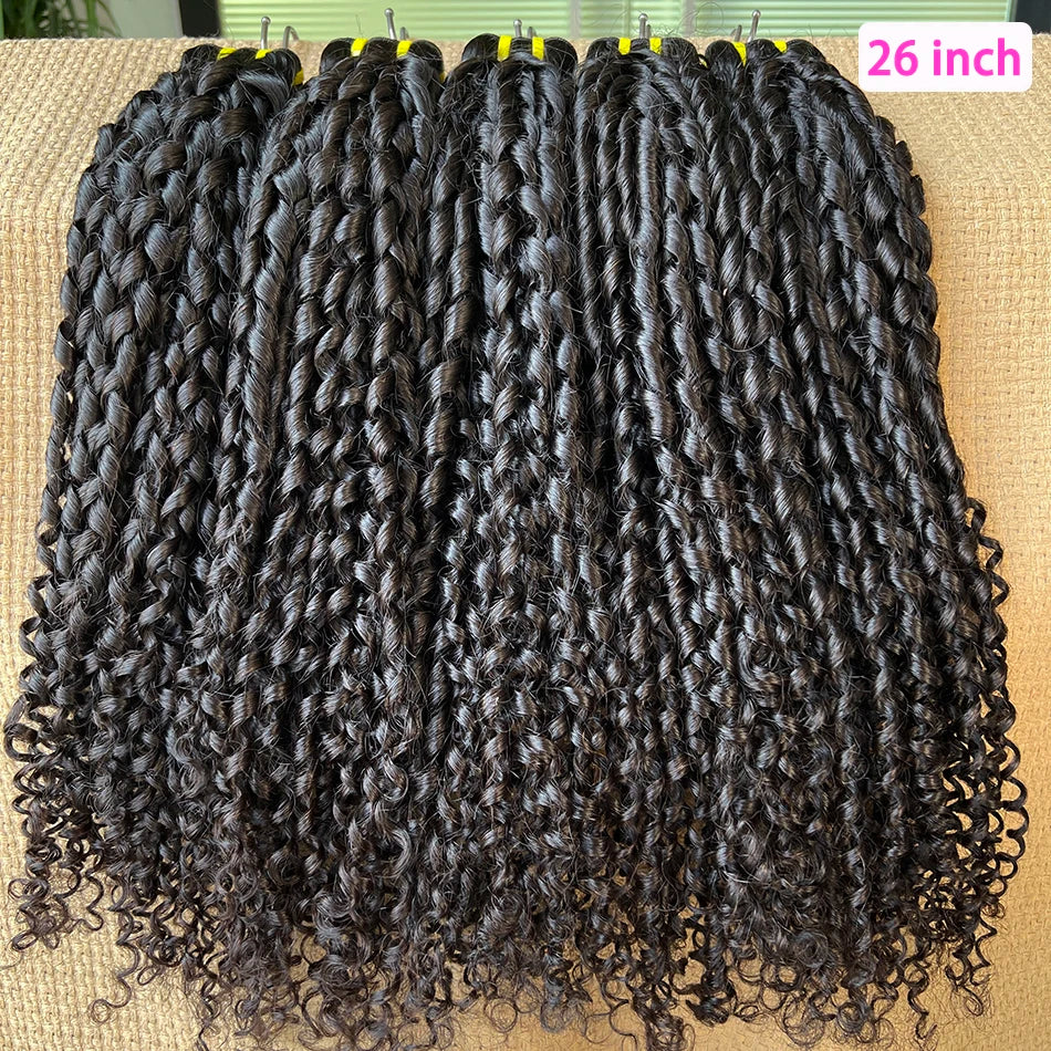 Pixie Curly Bundles #1B Natural Black Color Human Hair 10-30 Inches Bouncy Curly 100% Raw Virgin Hair Weave Extensions Weaving