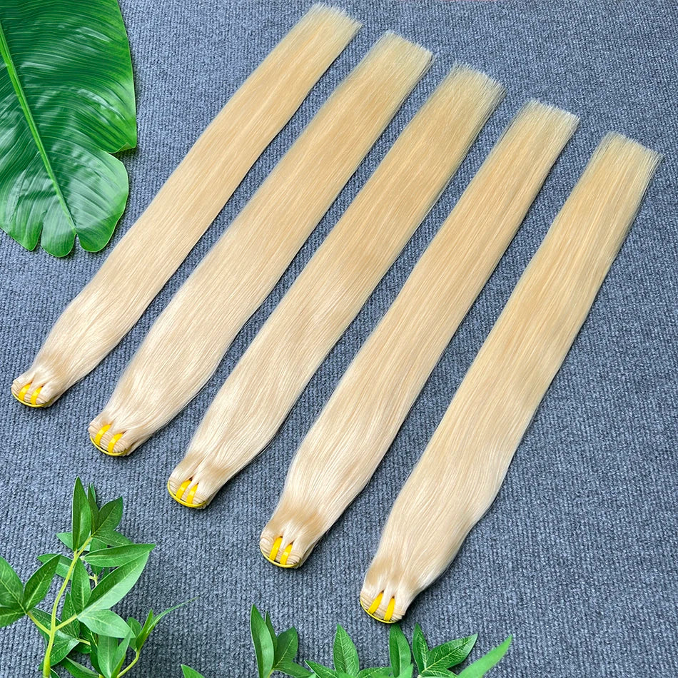 Double Drawn #613 Bone Straight Human Hair Bundles Blonde Colored 1/2/3/4 Pcs 100% Human Hair 100 Grams Weave Hair Extensions