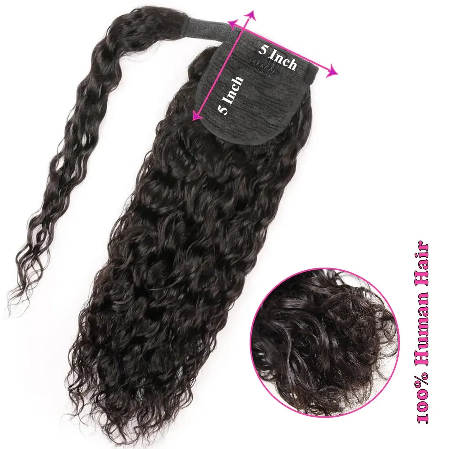 Water Wave Clip-In Ponytail — 100g Virgin Human Hair