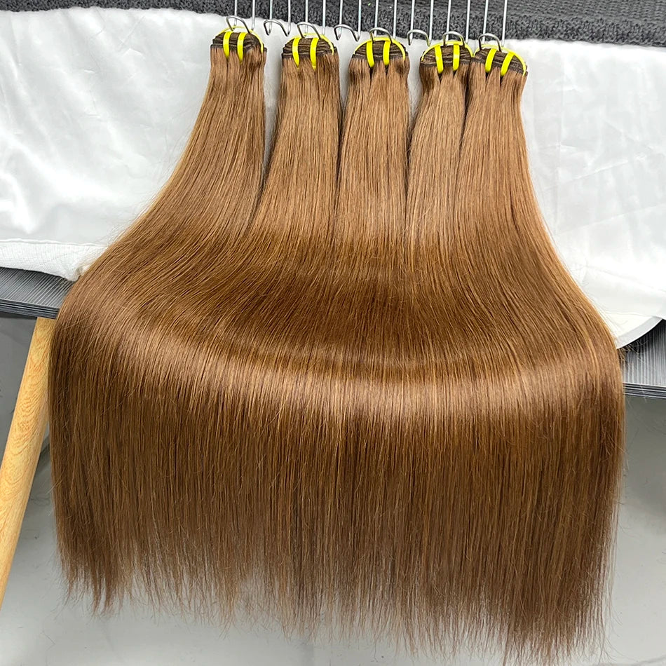 #4 Brown Colored Straight Human Hair Bundles Vietnamese Hair Extensions Weave Double Weft 18-30 Inches 100 Grams For Women