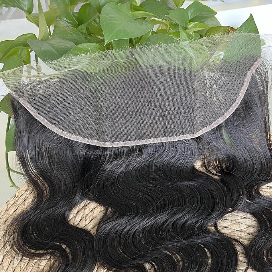 13x4 Real HD Lace Frontal Body Wave 100% Human Hair Preplucked #1B Natural Color Melt Skin Invisible Lace Closure For Women