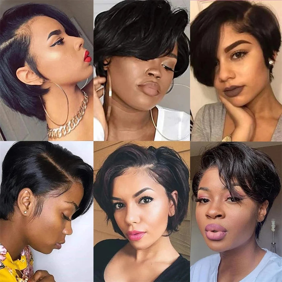 Straight Pixie Cut Bob Wig — Pre-Plucked, 13x4 Transparent Lace