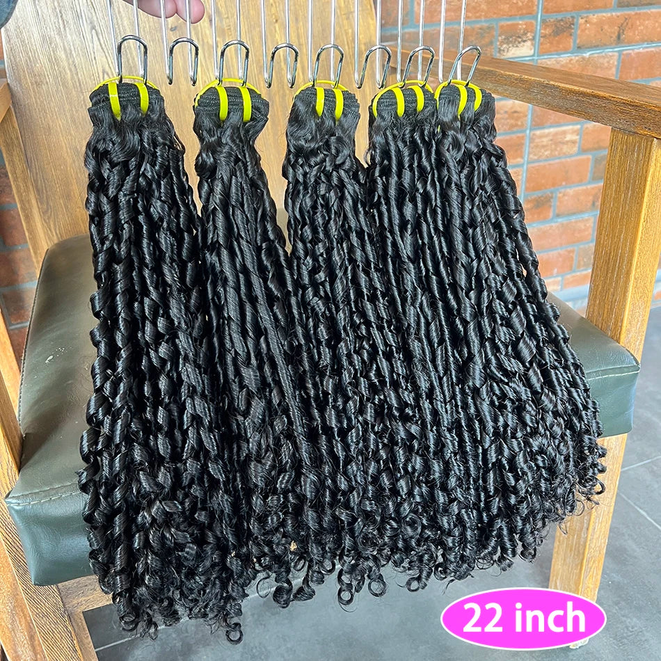 Double Drawn Pixie Curly Human Hair Bundles #1B Natural Black Color Bouncy Curly 100% Raw Vietnamese Human Hair Weave Extensions