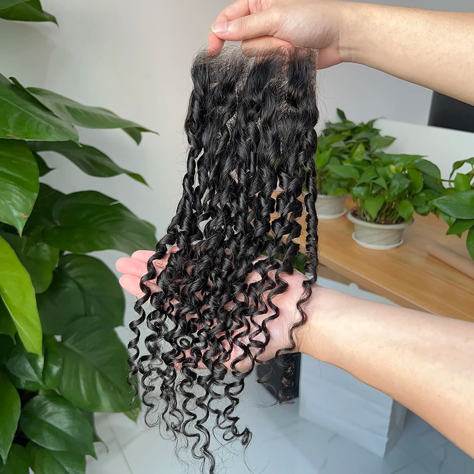 Pixie Curly Hd Lace Closure 4x4 5x5 13x4 Lace Closure Frontal Human Hair #1B Natural Color Bouncy Curly Melt Skin Invisible Lace
