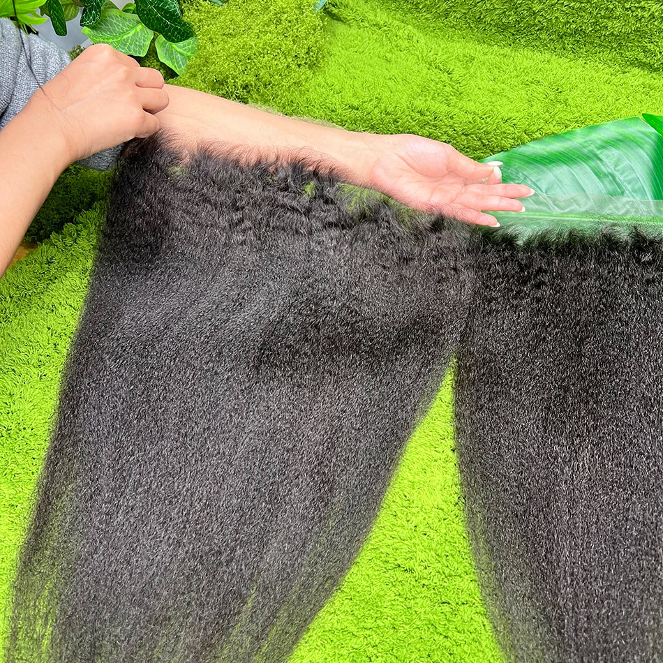 Kinky Straight 13x6 HD Lace Frontal 100% Human Hair #1B Natural Black Color Preplucked Bleached Knots Lace Vietnamese Hair