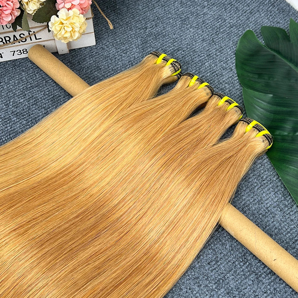 #27 Color Straight Double Drawn Human Hair Bundles 100% Virgin Hair Weave Extensions 18-26 Inches 1/2/3/4 pcs Bundle Deals