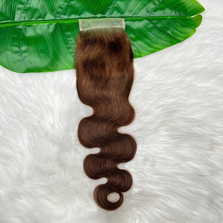 #4 Brown Color 4x6 Transparent Lace Closure Body Wave Human Hair Deep Parting Melt Skin Invisible Lace Raw Virgin Hair For Women