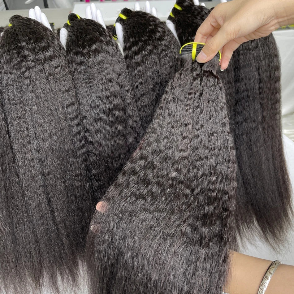 Kinky Straight Bundles 100% Human Hair Extensions 10-30 Inch Unprocessed Virgin Human Hair Weave Natural Color Wholesale Hair