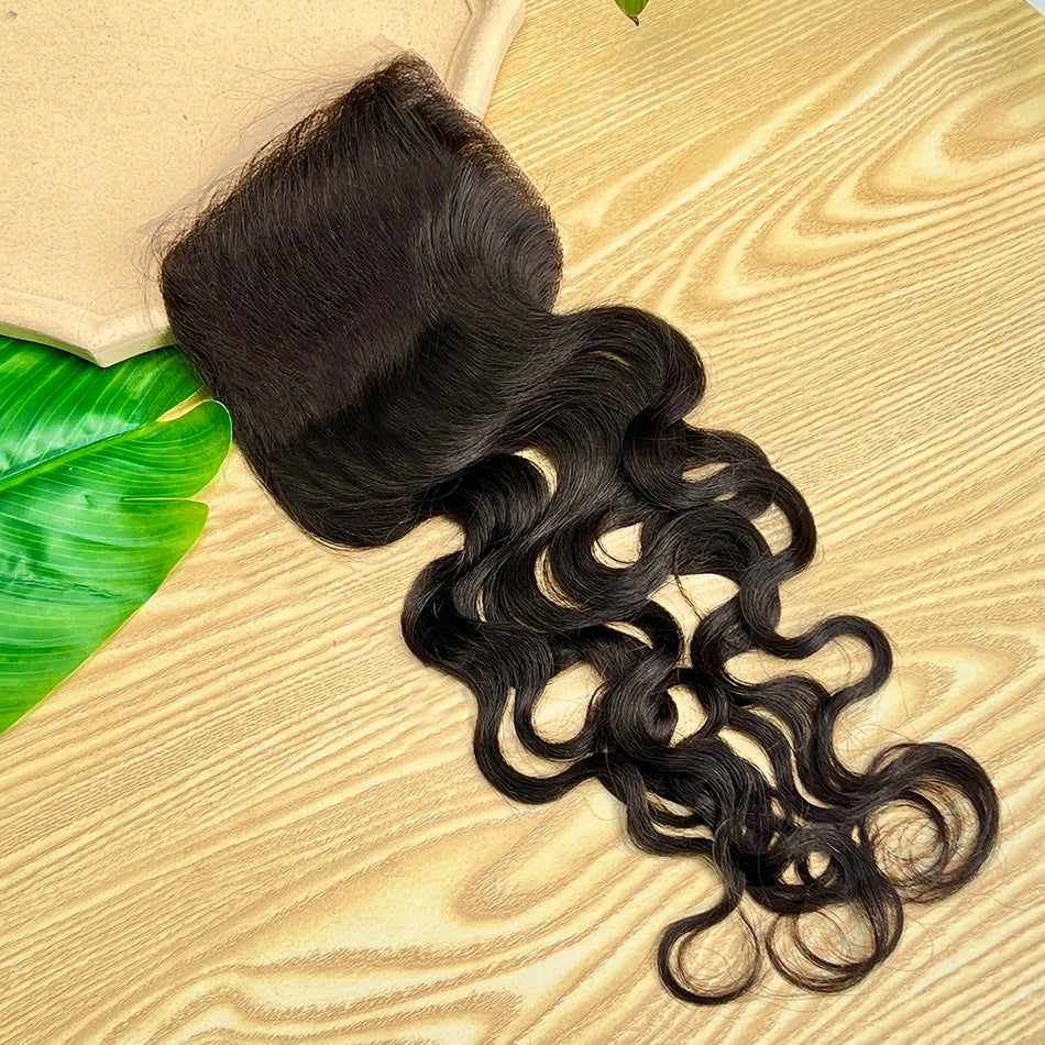 Natural Wave 5x5 Transparent Lace Closure 100% Human Hair #1B Natural Black Color Melt Skin Invisible Lace Raw Virgin Hair