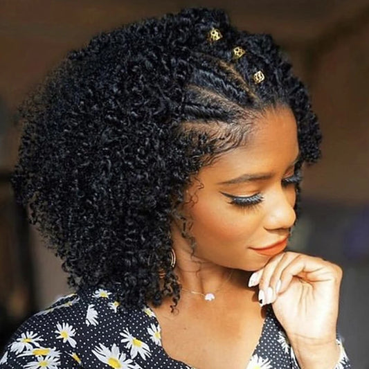 Braided Bob Wig — Natural Curly, 13x4 Lace Front, 250% Density