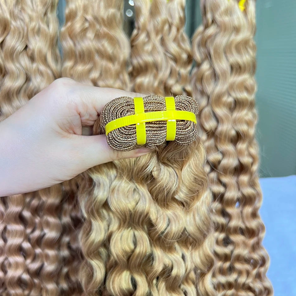 Deep Curly #27 Color Human Hair Bundles 100% Virgin Vietnamese Hair Weave Extensions 100grams 1/2/3 pcs 18-26 Inch For Women