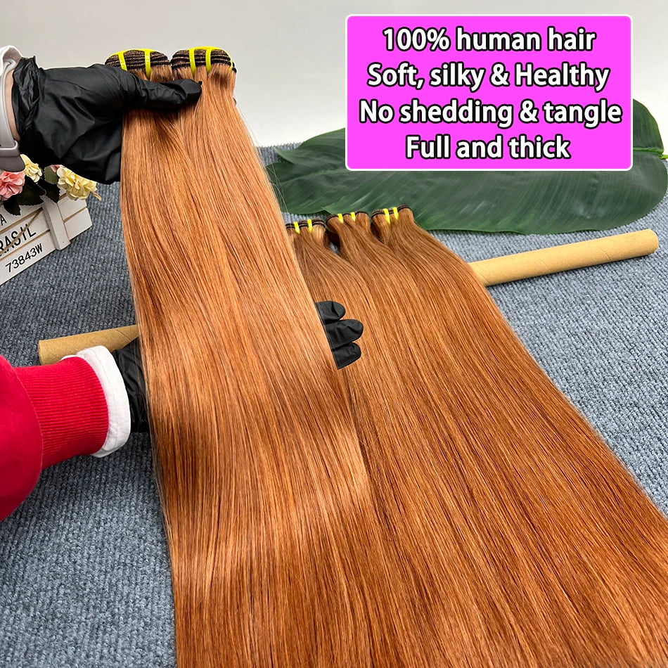 #35 Color Double Drawn Straight Human Hair Bundles 100% Vietnam Virgin Hair Double Weft Weave Extensions 1/2/3/4 pcs Wholesale