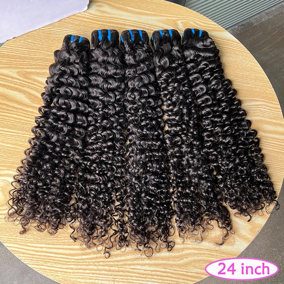 Deep Curly Bundles 18A Human Hair Extensions Weave #1B Natural Black Color 10-30 Inch Curl Wavy 100% Raw Virgin Hair For Women