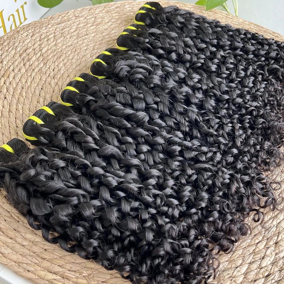 Pixie Curly Bundles #1B Natural Black Color Human Hair 10-30 Inches Bouncy Curly 100% Raw Virgin Hair Weave Extensions Weaving