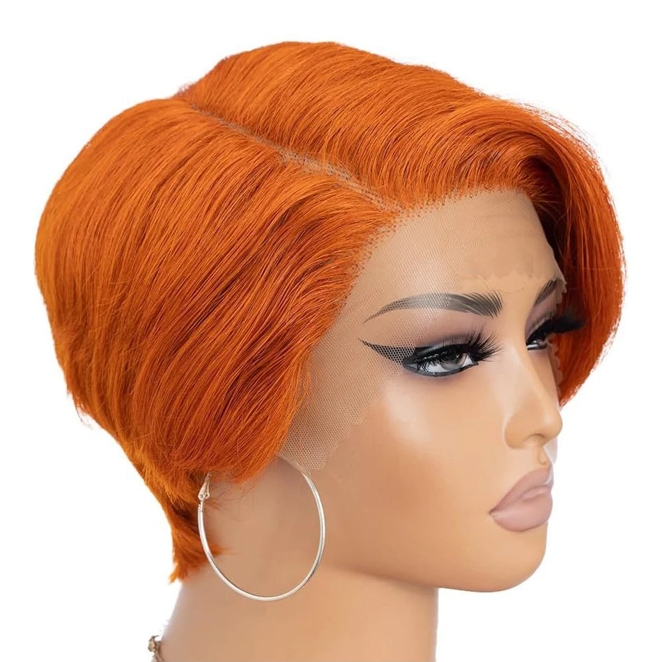 Highlight Pixie Cut Bob Wig — Straight Human Hair, 13x4 Lace Front