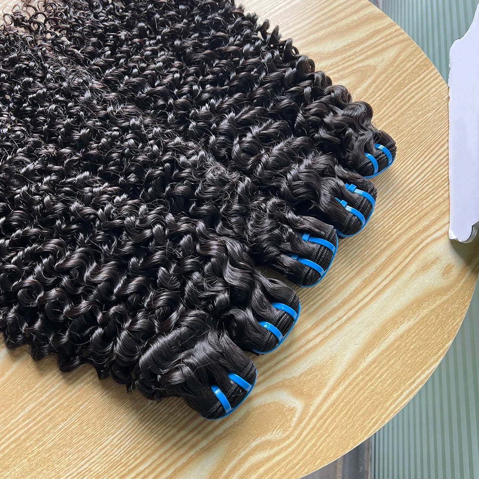 Deep Curly Bundles 18A Human Hair Extensions Weave #1B Natural Black Color 10-30 Inch Curl Wavy 100% Raw Virgin Hair For Women