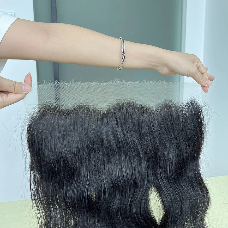Body Wave 13x6 HD Lace Frontal Human Hair Pre-Plucked #1B Natural Black Color Melt Skin Invisible HD Lace Closure For Women
