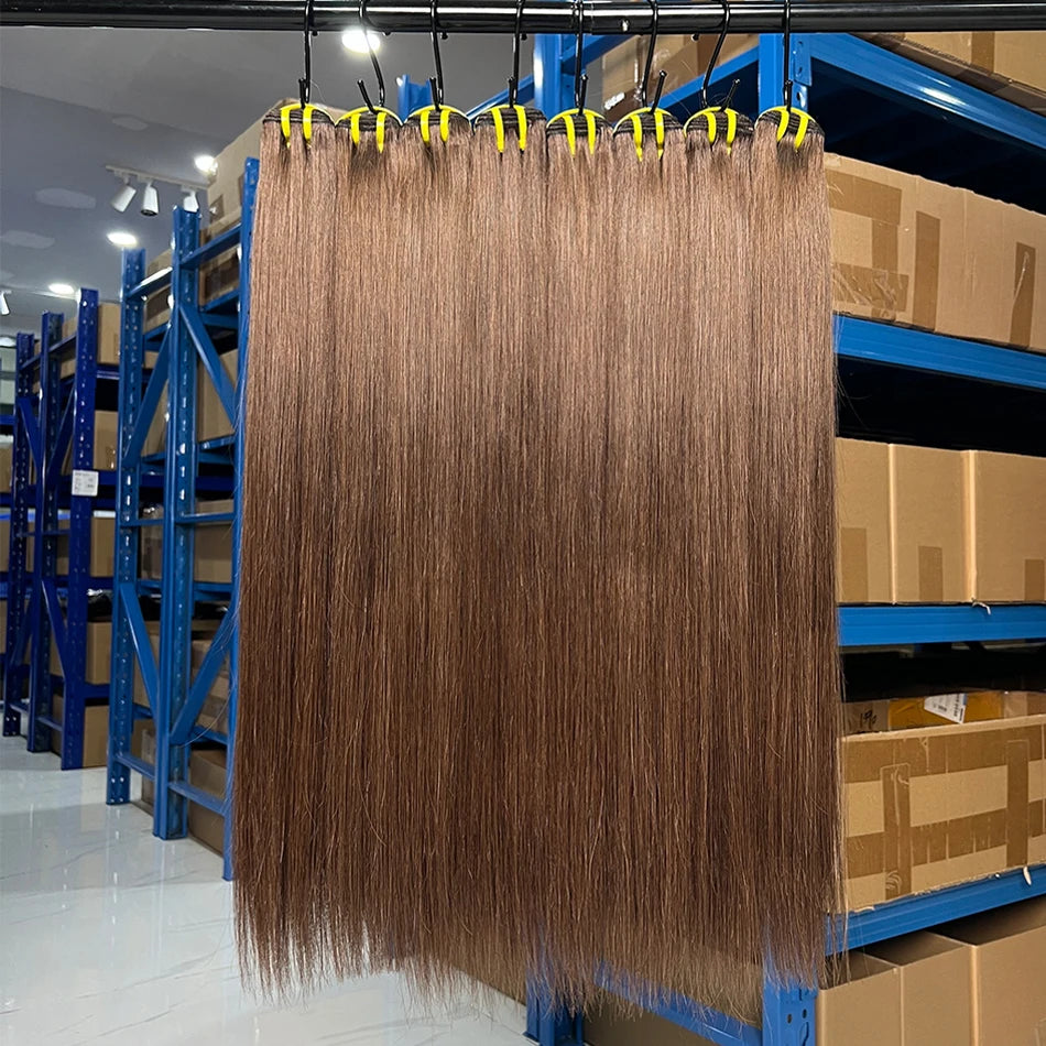 Straight #2 Color Human Hair Bundles Double Weft Vietnamese Virgin Hair Extensions Weave 16-30 Inches 100 Grams For Black Women