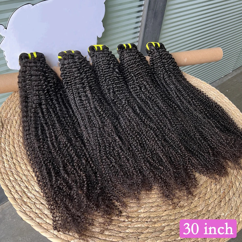 Kinky Curly 100% Human Hair Bundles Weave Extensions #1B Natural Black Color 100grams/PC 10-30inch Unprocessed Virgin Human Hair