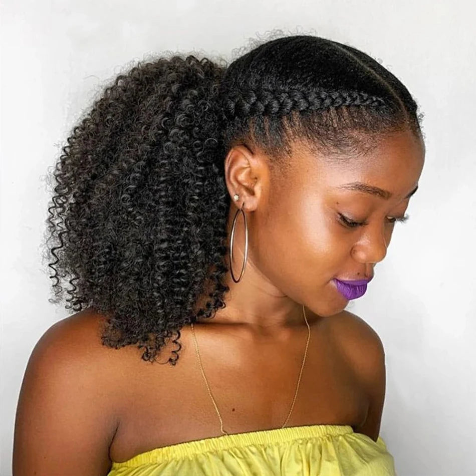 Afro Puff Kinky Curly Drawstring Ponytail — Human Hair