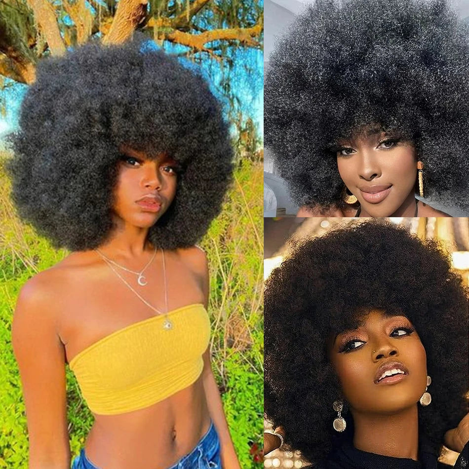 Afro Kinky Curly Wave Wig — Natural Colour, 250% Density