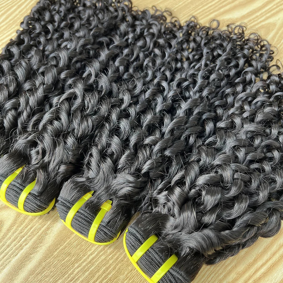 Pixie Curly Bundles #1B Natural Black Color Human Hair 10-30 Inches Bouncy Curly 100% Raw Virgin Hair Weave Extensions Weaving