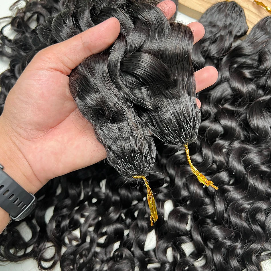 Crochet Human Hair Extensions Water Wave 100grams/pack Pre-Separated Invisible Knotless Curly Braids Feather Crochet Human Hair