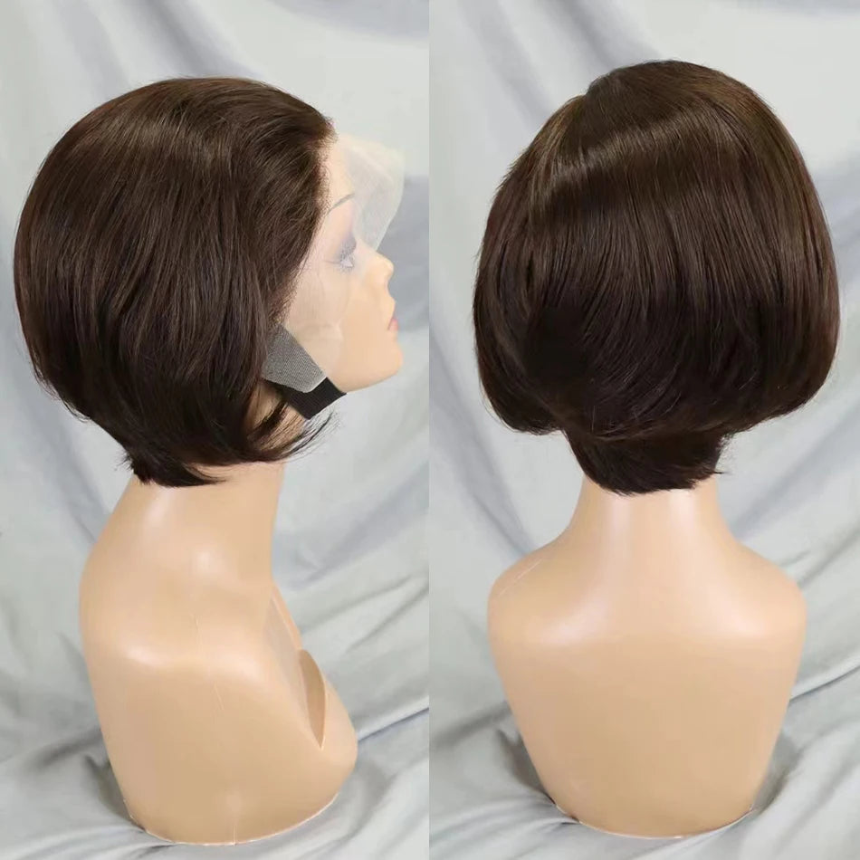 Straight Pixie Cut Bob Wig — Pre-Plucked, 13x4 Transparent Lace