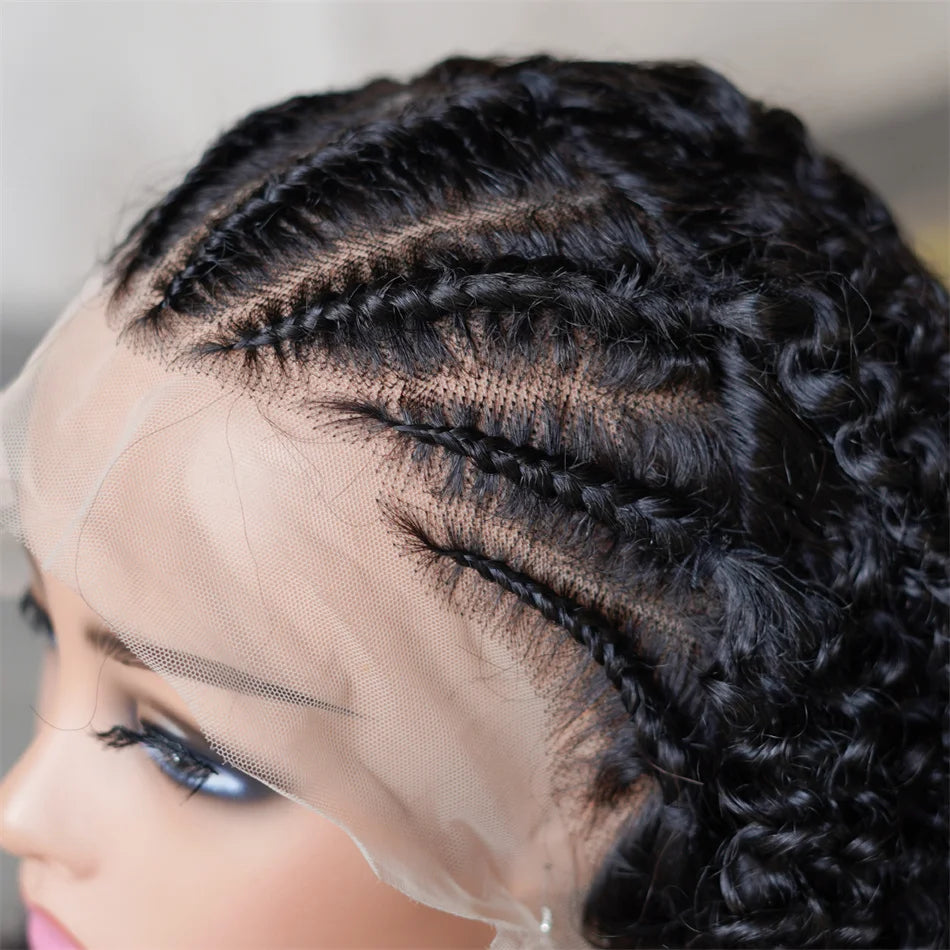 Afro Kinky Curly Braided Bob Wig — Natural Black, 250% Density