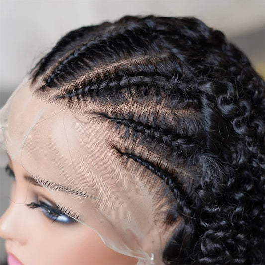 Afro Kinky Curly Braided Bob Wig — Natural Black, 250% Density