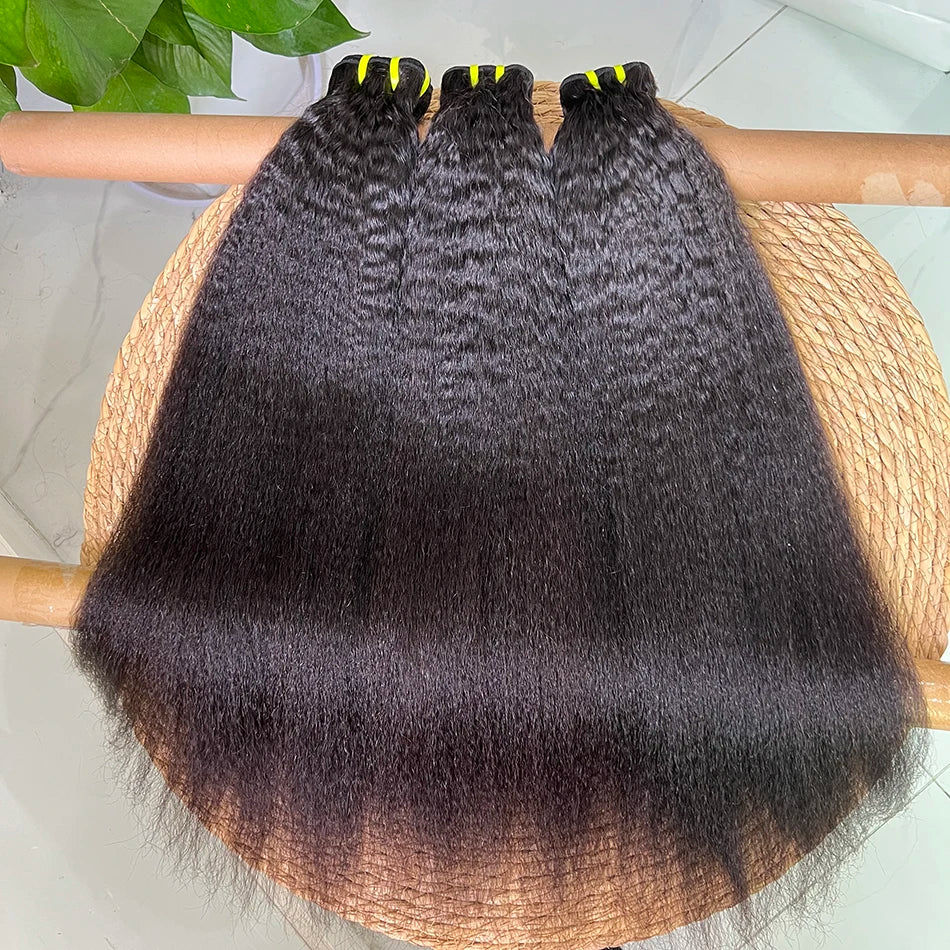 Kinky Straight Bundles 100% Human Hair Extensions 10-30 Inch Unprocessed Virgin Human Hair Weave Natural Color Wholesale Hair