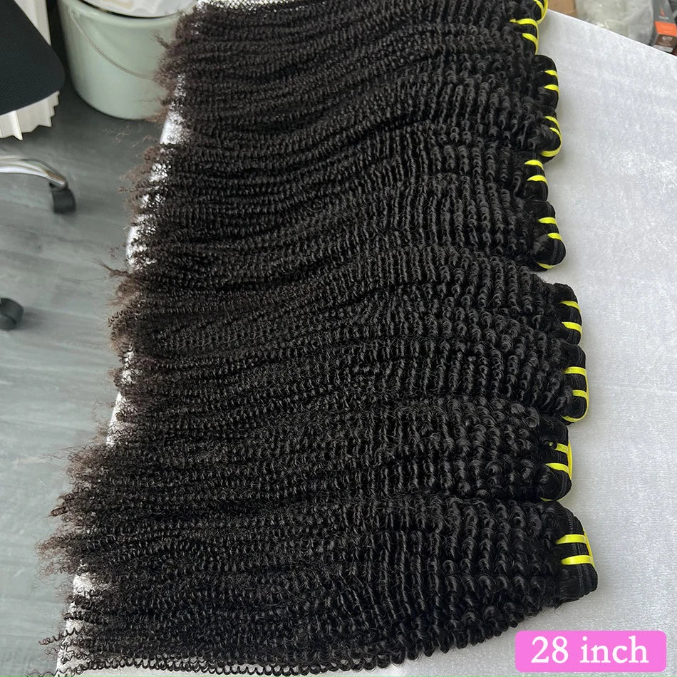 Kinky Curly 100% Human Hair Bundles Weave Extensions #1B Natural Black Color 100grams/PC 10-30inch Unprocessed Virgin Human Hair