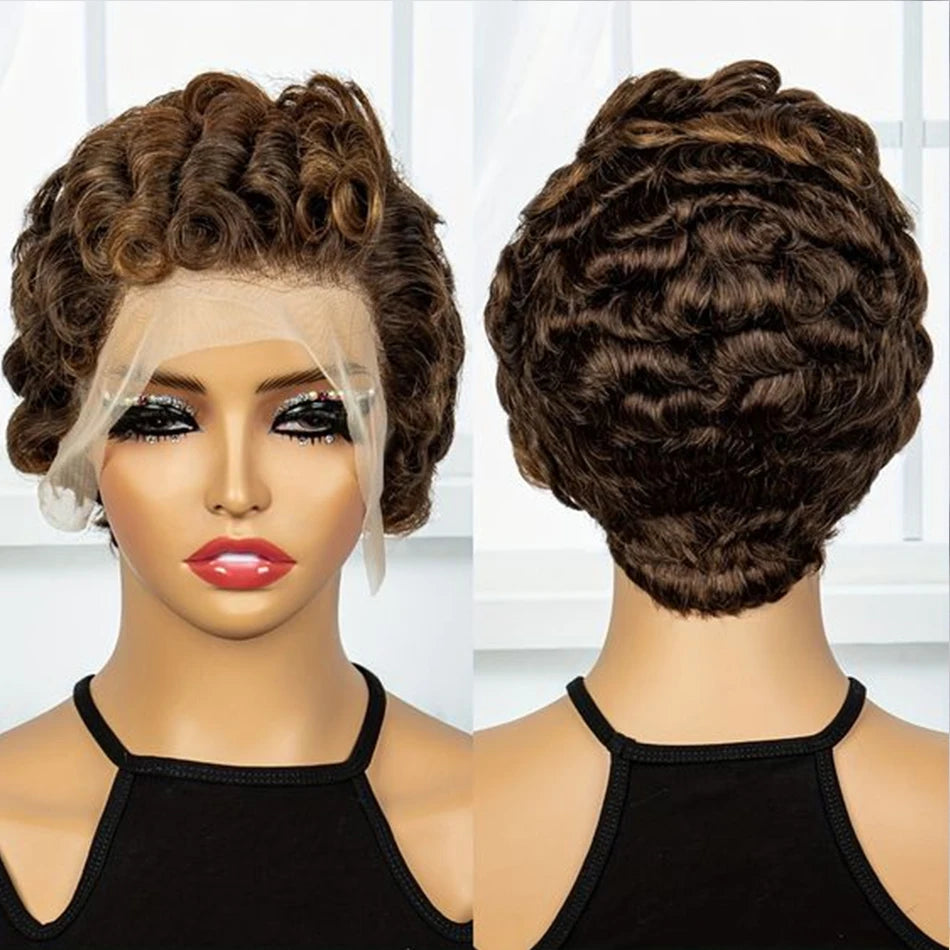 613 Blonde Loose Wave Pixie Bob Wig — 13x4 Lace Front
