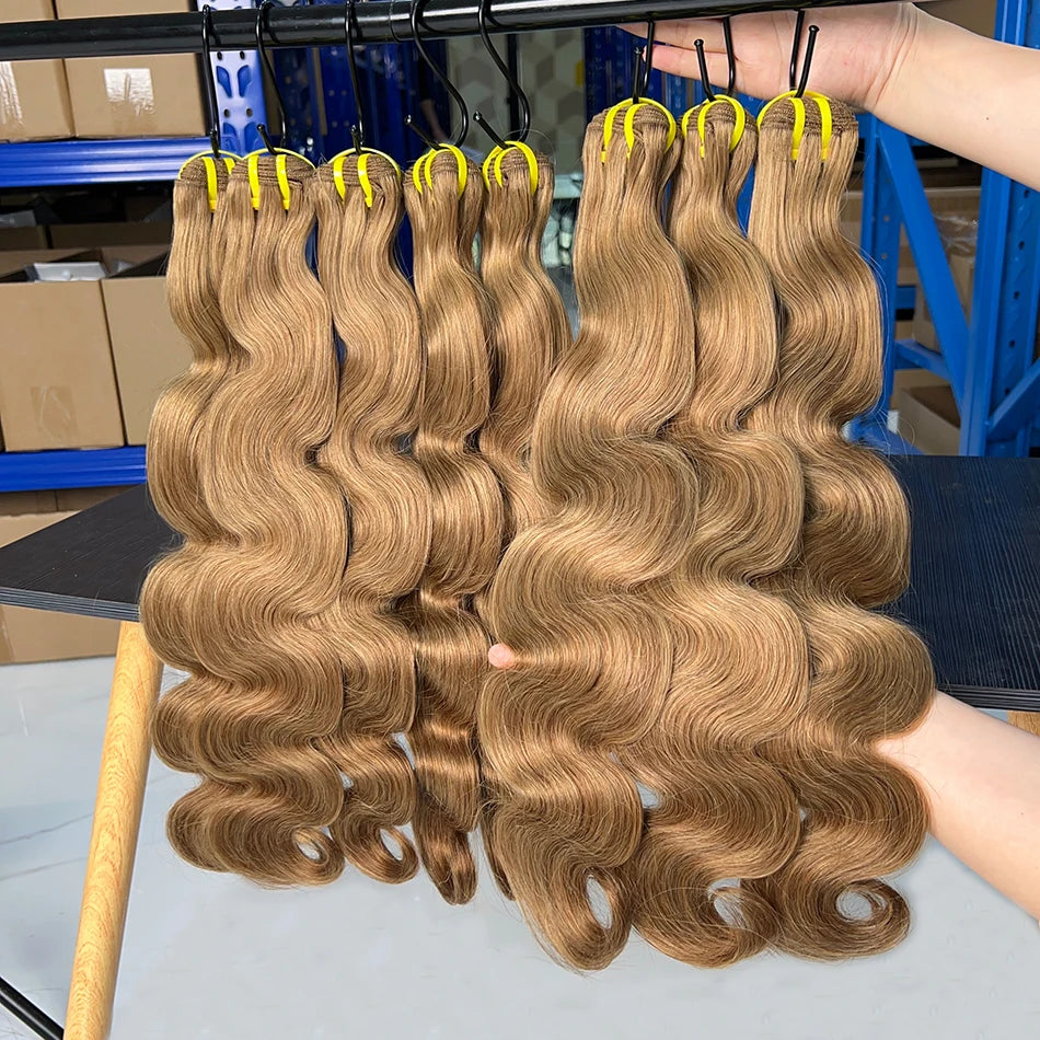 #8 Colored Body Wave Human Hair Bundles 100% Virgin Human Hair Extensions Weaving 100 Grams 16-28 Inch 1/2/3/4 Bundles For Women