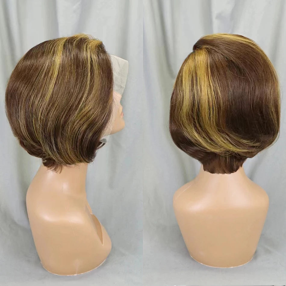 Straight Pixie Cut Bob Wig — Pre-Plucked, 13x4 Transparent Lace