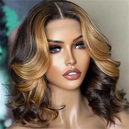 Ombre Highlight Loose Wave Bob Wig — 13x4 Lace Front