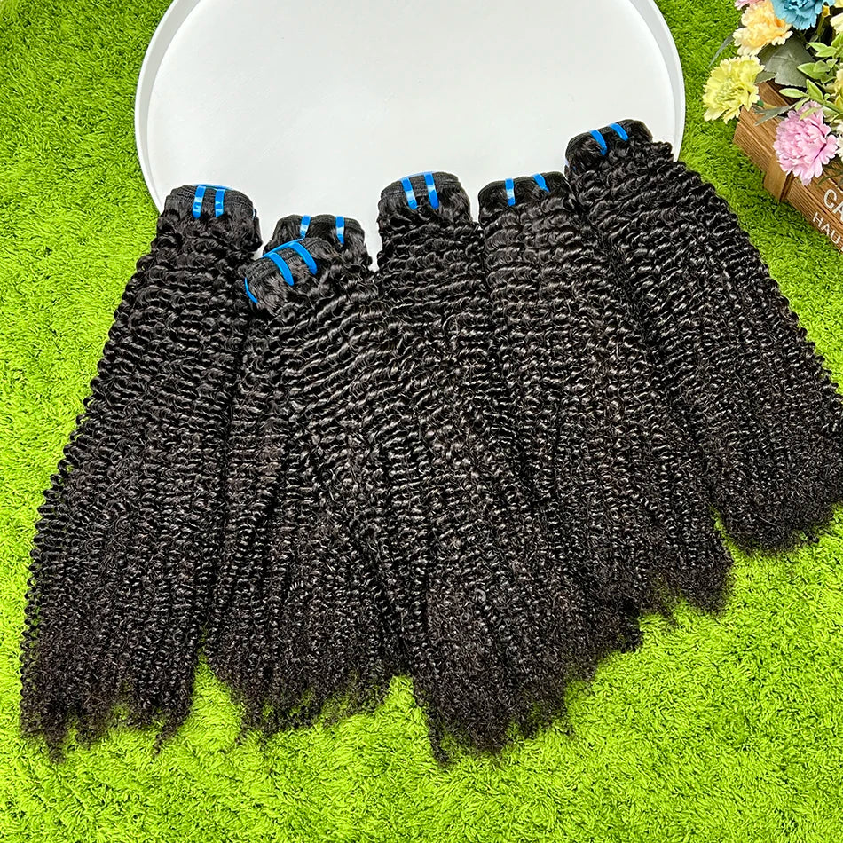 18A Kinky Curly Bundles 100% Human Hair Extensions Weave #1B Natural Black Color 10-30 Inch Curl Wavy Raw Virgin Hair For Women