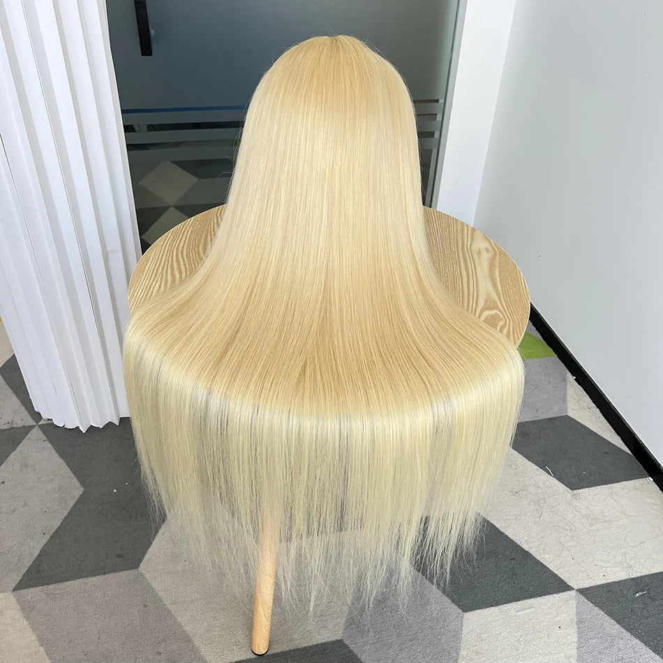 13x4 Transparent Lace Front Wigs #613 Blonde Color Straight Human Hair 200% Bleached Knots Preplucked Invisible Lace Human Hair