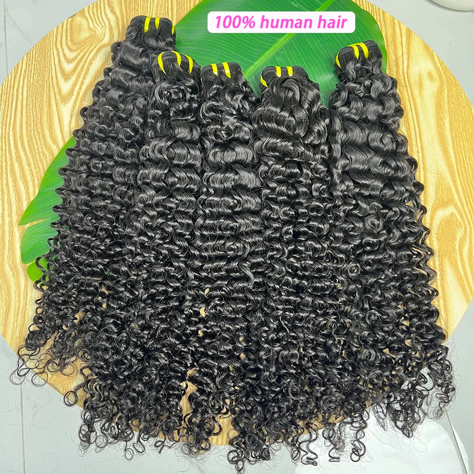 Deep Curly Human Hair Bundles 100% Unprocessed Raw Virgin 10-30 Inches Vietnamese Bouncy Curly Hair Weave Extensions For Women