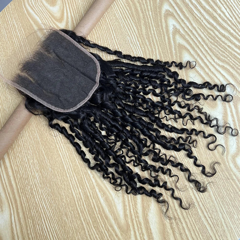 Pixie Curly Hd Lace Closure 4x4 5x5 13x4 Lace Closure Frontal Human Hair #1B Natural Color Bouncy Curly Melt Skin Invisible Lace